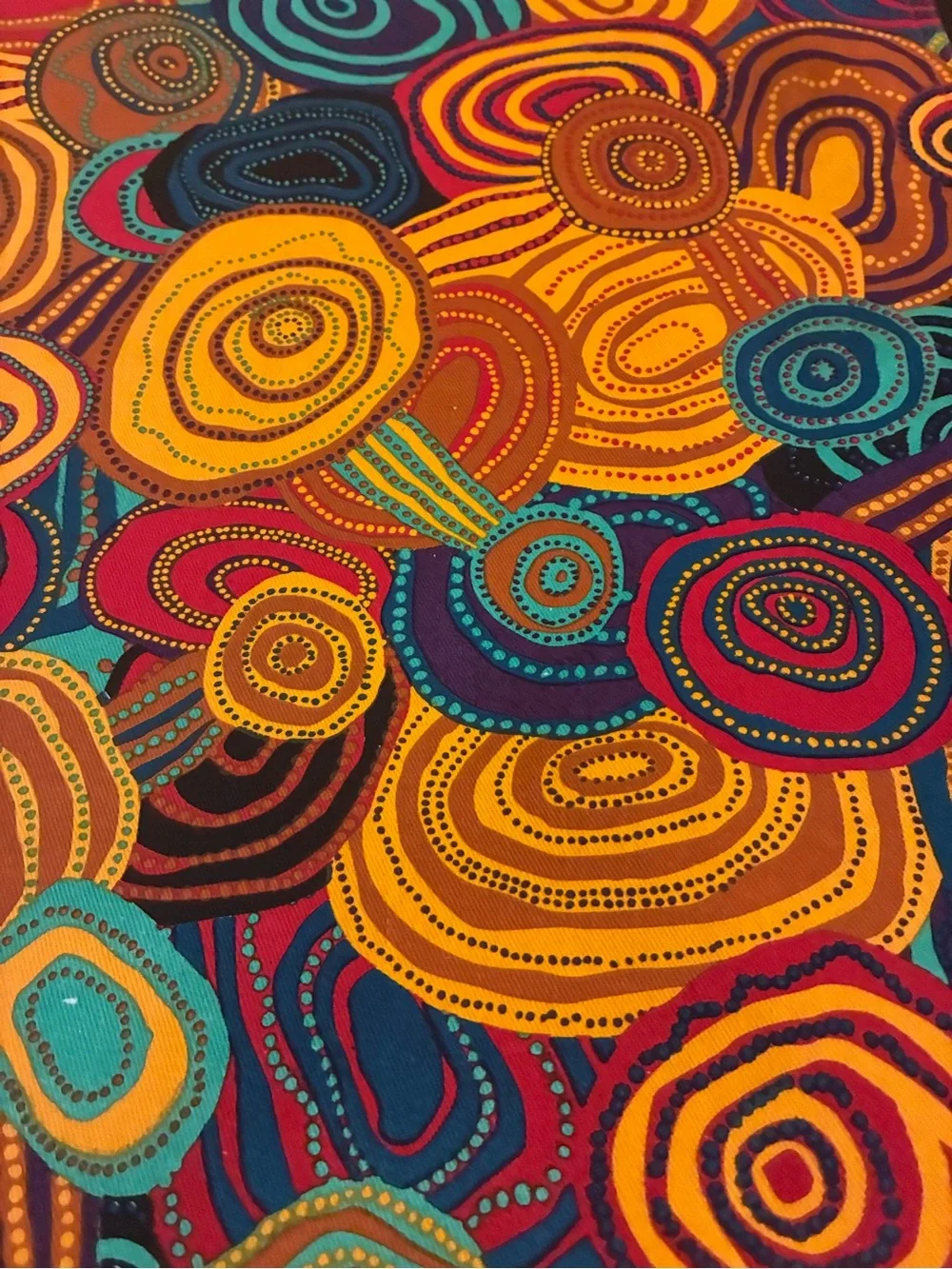 Vibrant Multi-Color Abstract Dot Print Placemats Set of 4 Size 17”X 13”